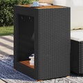 NNEVL Garden Side Table with Wooden Top Black 60x40x75 cm Poly Rattan-0