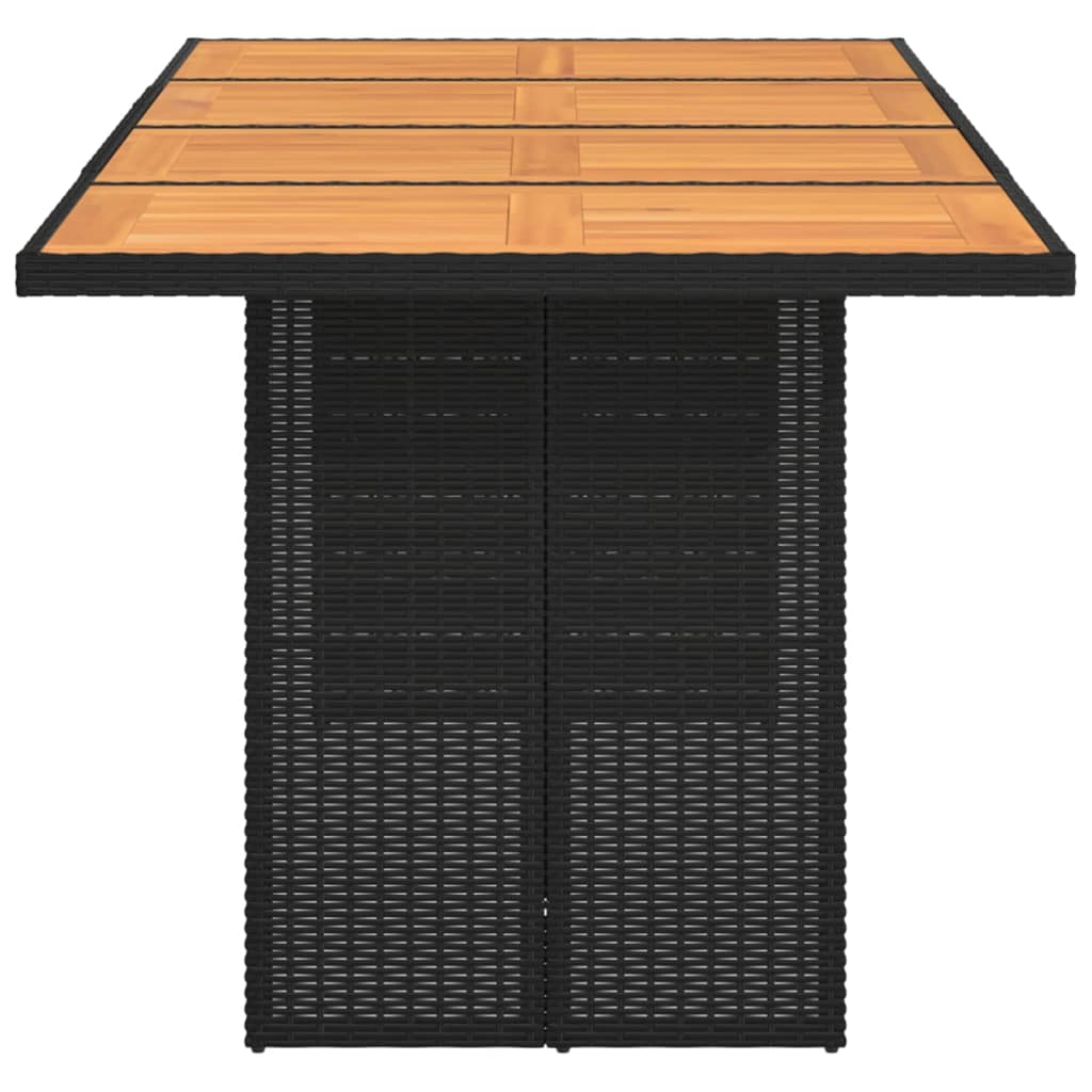 NNEVL Garden Table with Acacia Wood Top Black 190x80x75 cm Poly Rattan-4