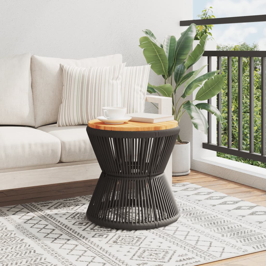 NNEVL Coffee Table with Wire Base Black Ø 45x44 cm Solid Wood Acacia-2