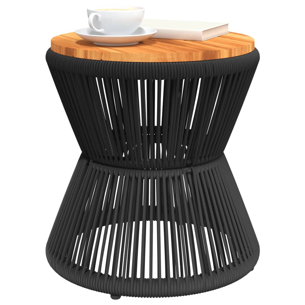NNEVL Coffee Table with Wire Base Black Ø 45x44 cm Solid Wood Acacia-3