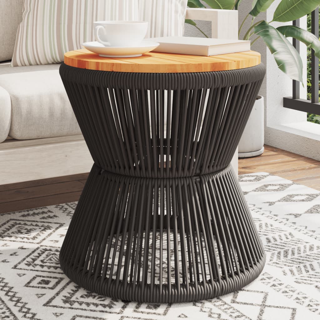 NNEVL Coffee Table with Wire Base Black Ø 45x44 cm Solid Wood Acacia-0