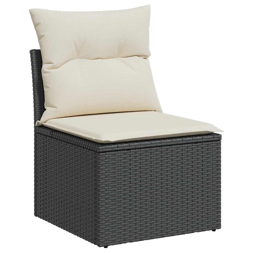 NNEVL Garden Chair Armless with Cushions Black Poly Rattan-1