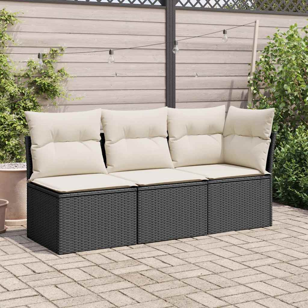 NNEVL Garden Chair Armless with Cushions Black Poly Rattan-2