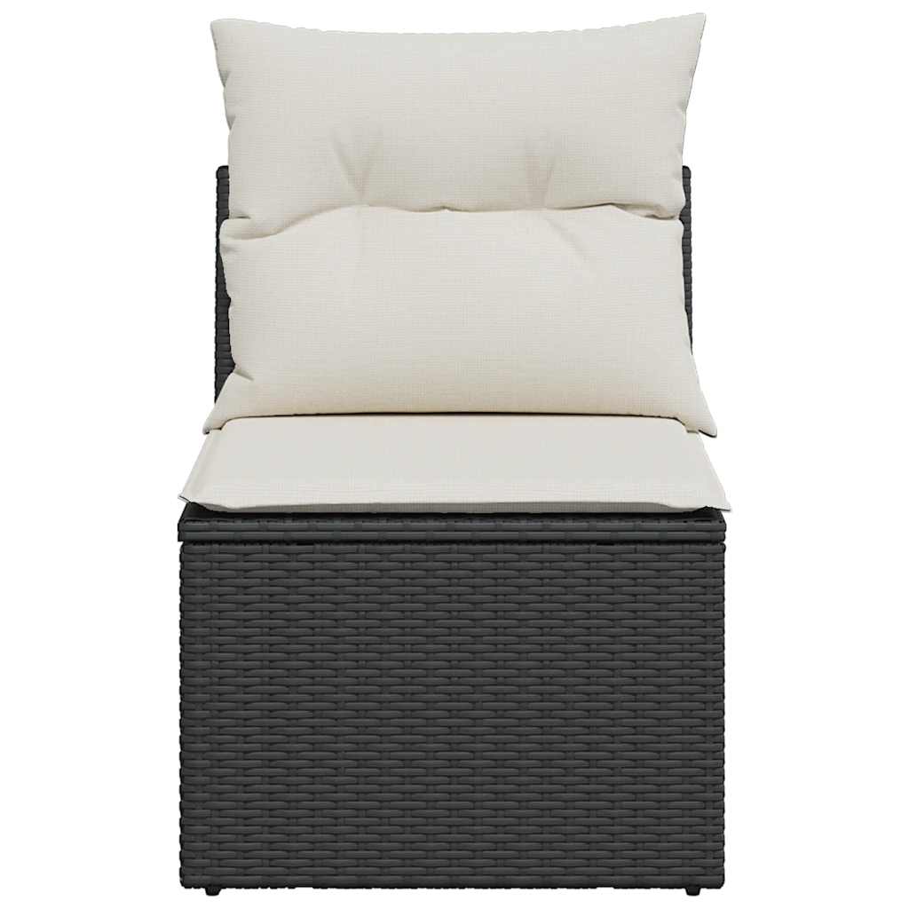 NNEVL Garden Chair Armless with Cushions Black Poly Rattan-3