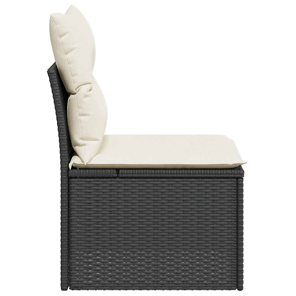 NNEVL Garden Chair Armless with Cushions Black Poly Rattan-4