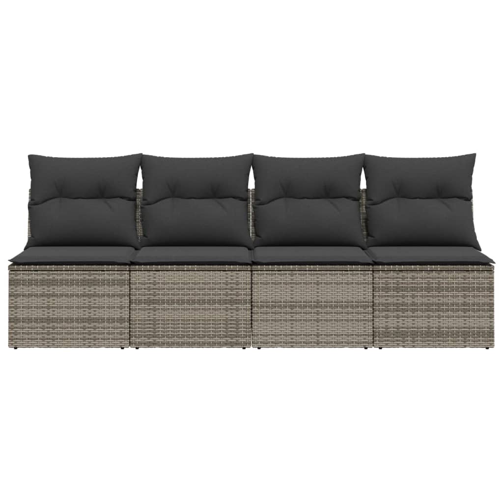 NNEVL Garden Sofa with Cushions 4-Seater Grey Poly Rattan-3