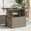 NNEVL Garden Table with Glass Top Grey 100x55x73 cm Poly Rattan-0