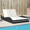 NNEVL Sun Lounger with Cushions Black 114x205x73 cm Poly Rattan-0