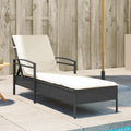 NNEVL Sun Lounger with Cushion Black 63x200x81 cm Poly Rattan-0