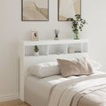 NNEVL Headboard Cabinet with LED White 140x17x102 cm-0