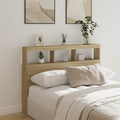 NNEVL Headboard Cabinet with LED Sonoma Oak 140x17x102 cm-0