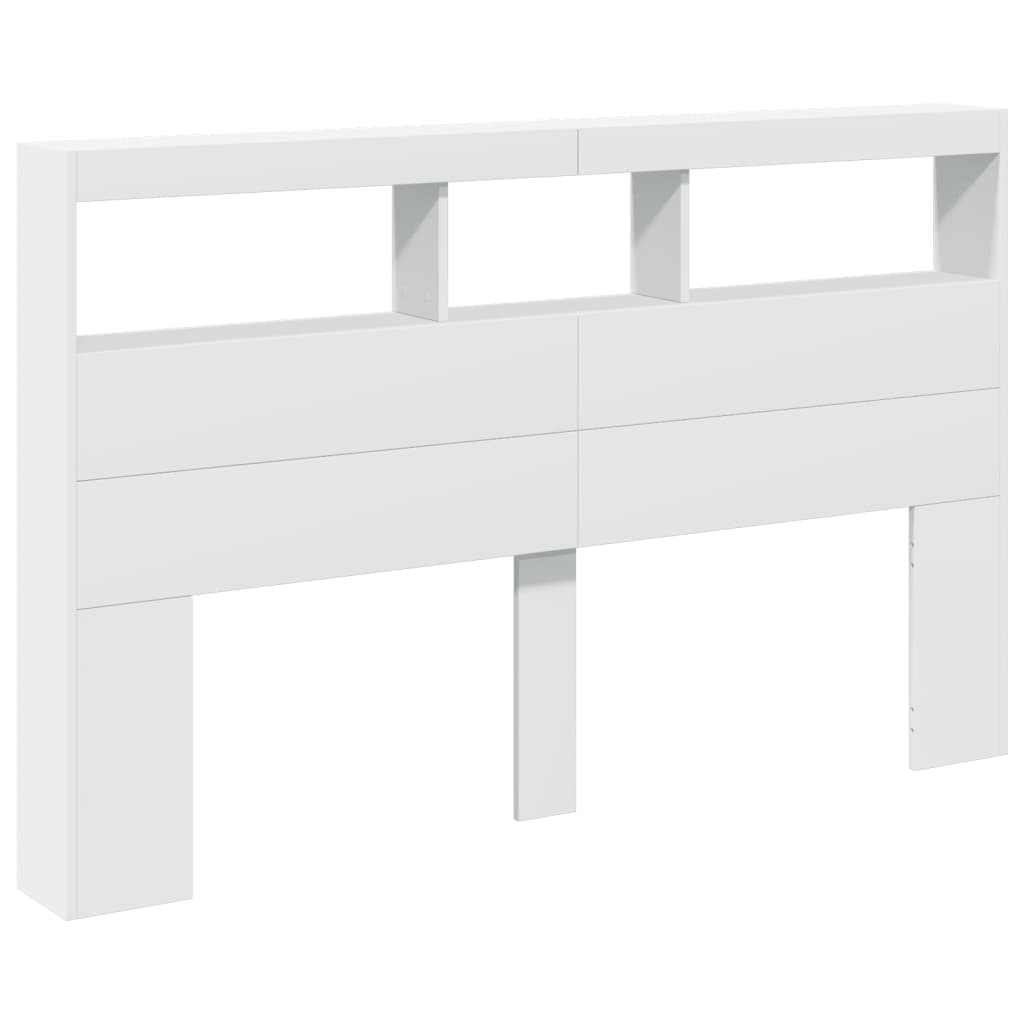 NNEVL Headboard Cabinet with LED White 160x17x102 cm-2