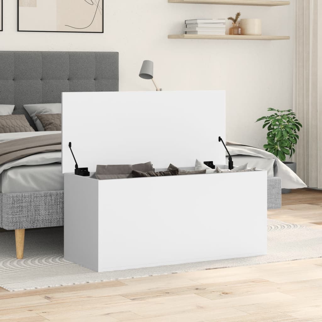 NNEVL Storage Box White 100x42x46 cm Engineered Wood-2