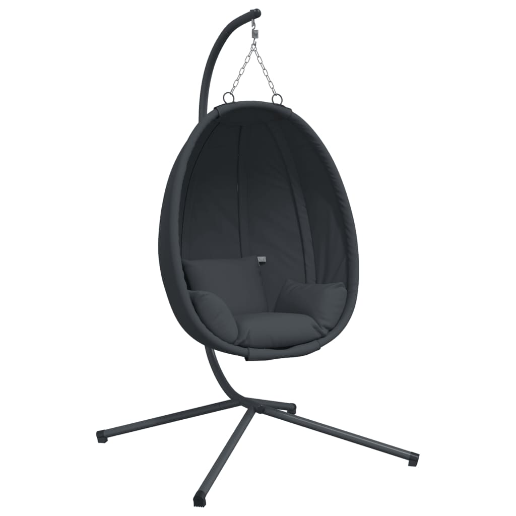NNEVL Hanging Egg Chair with Stand Anthracite Fabric and Steel-1