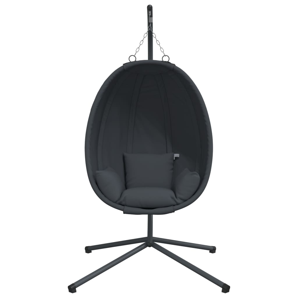 NNEVL Hanging Egg Chair with Stand Anthracite Fabric and Steel-3
