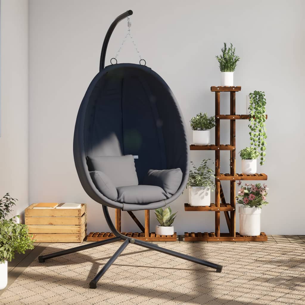 NNEVL Hanging Egg Chair with Stand Anthracite Fabric and Steel-0