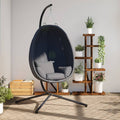 NNEVL Hanging Egg Chair with Stand Anthracite Fabric and Steel-0