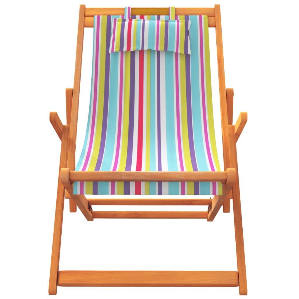 NNEVL Folding Beach Chairs 2 pcs Multicolour Fabric-3