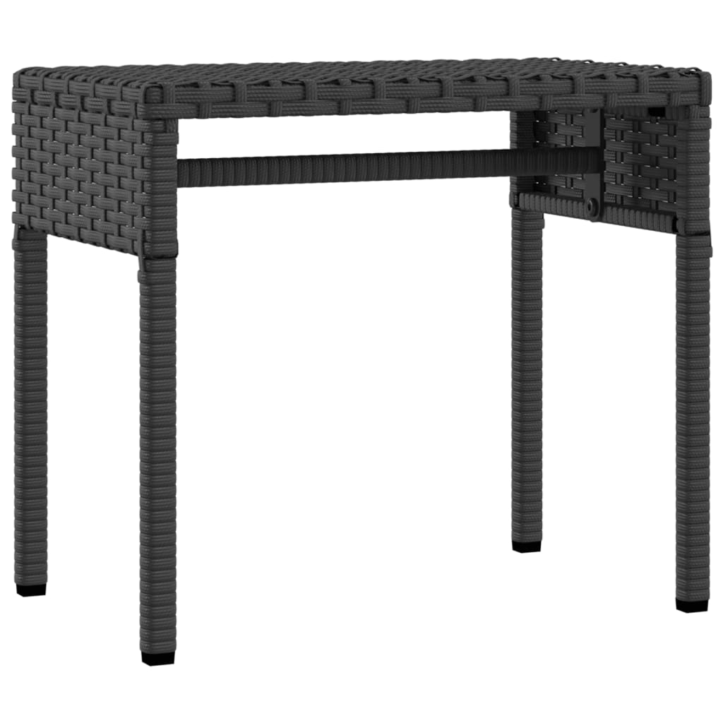 NNEVL Sun Loungers 2 pcs with Canopies and Table Black Poly Rattan-4