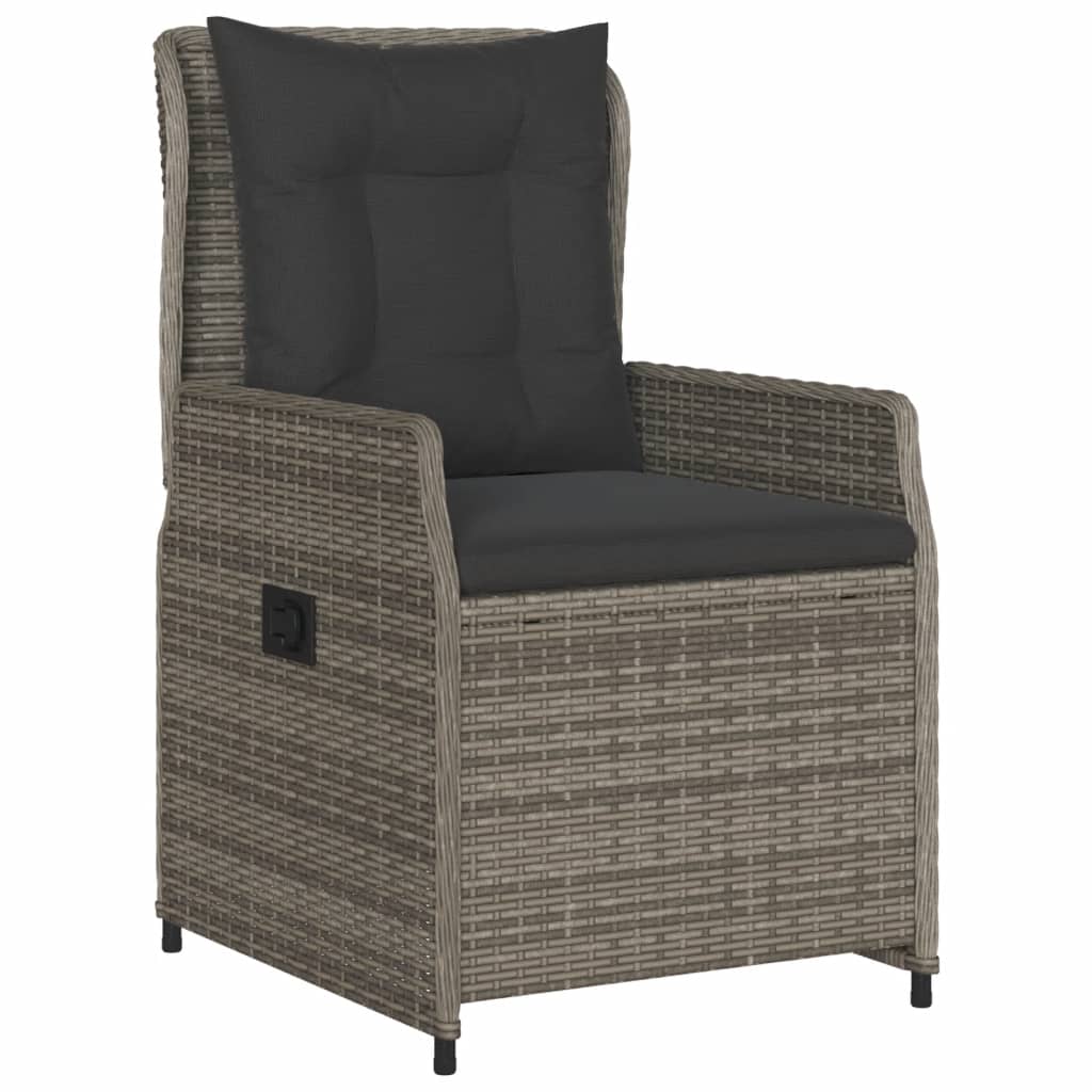 NNEVL 3 Piece Bistro Set with Cushions Grey Poly Rattan-2