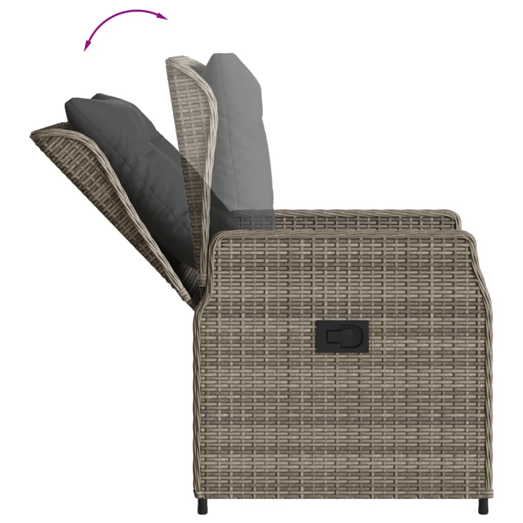 NNEVL 3 Piece Bistro Set with Cushions Grey Poly Rattan-4