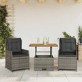 NNEVL 3 Piece Bistro Set with Cushions Grey Poly Rattan-0