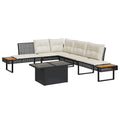NNEVL 2 Piece Garden Sofa Set with Cushions Black Poly Rattan and Glass-0