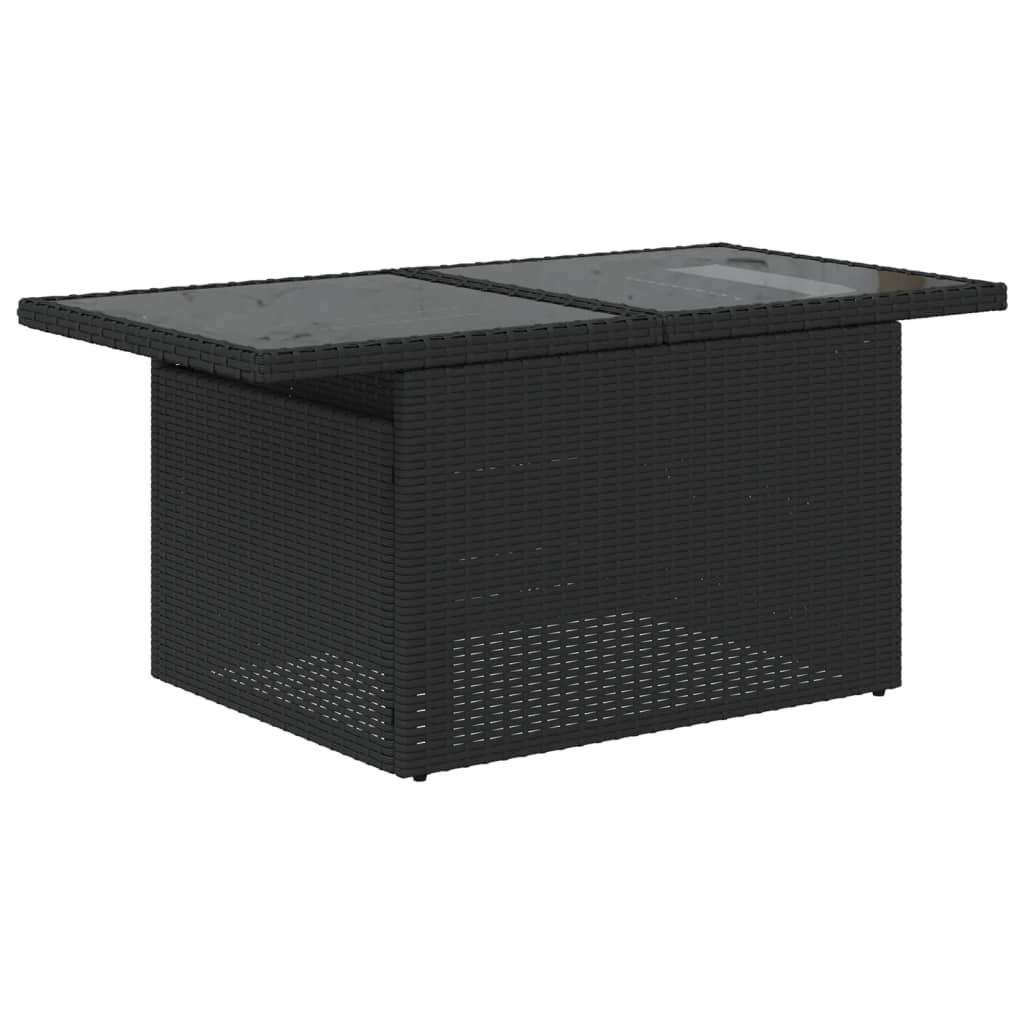 NNEVL 2 Piece Garden Sofa Set with Cushions Black Poly Rattan and Glass-3