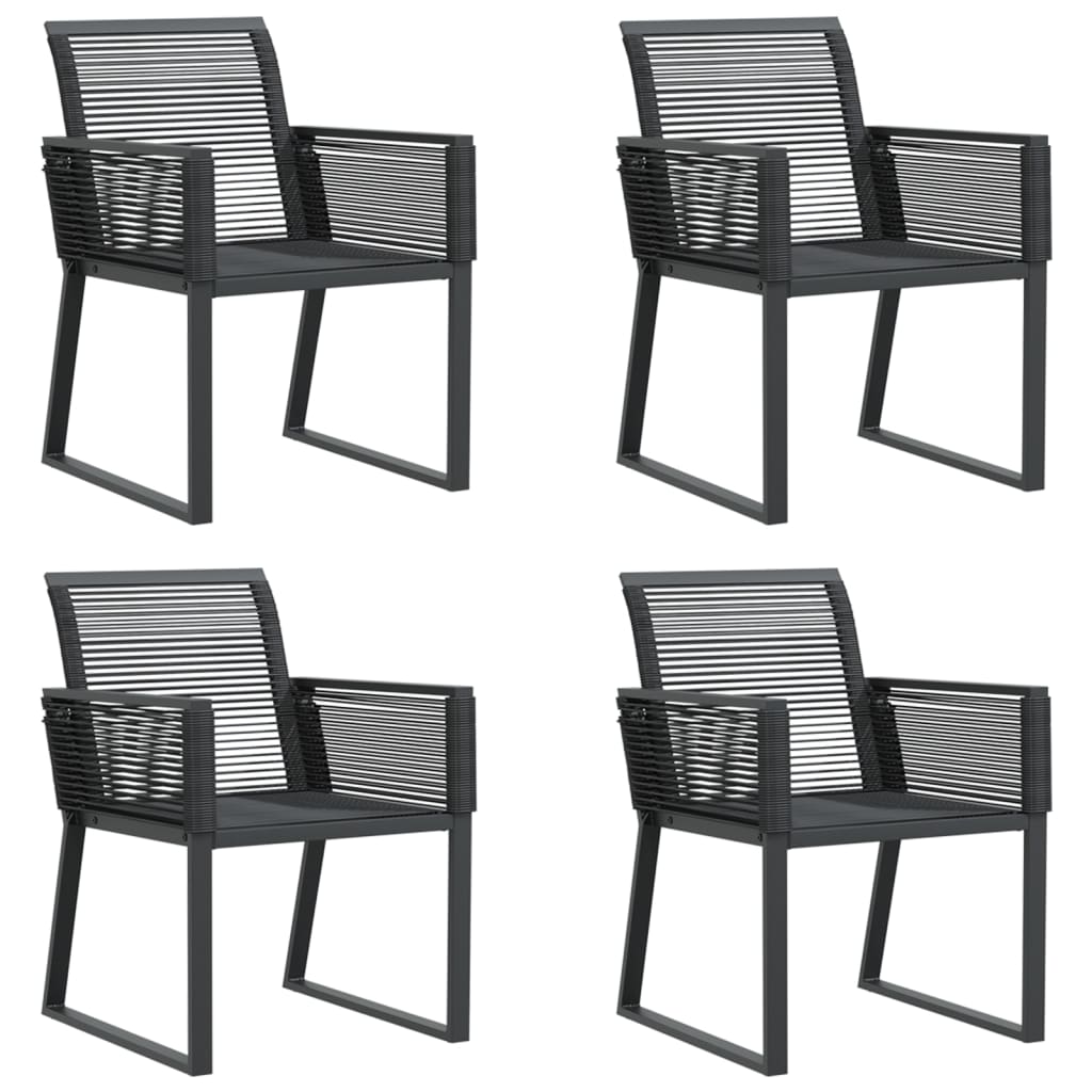 NNEVL Garden Chairs 4 pcs Black Poly Rattan-1