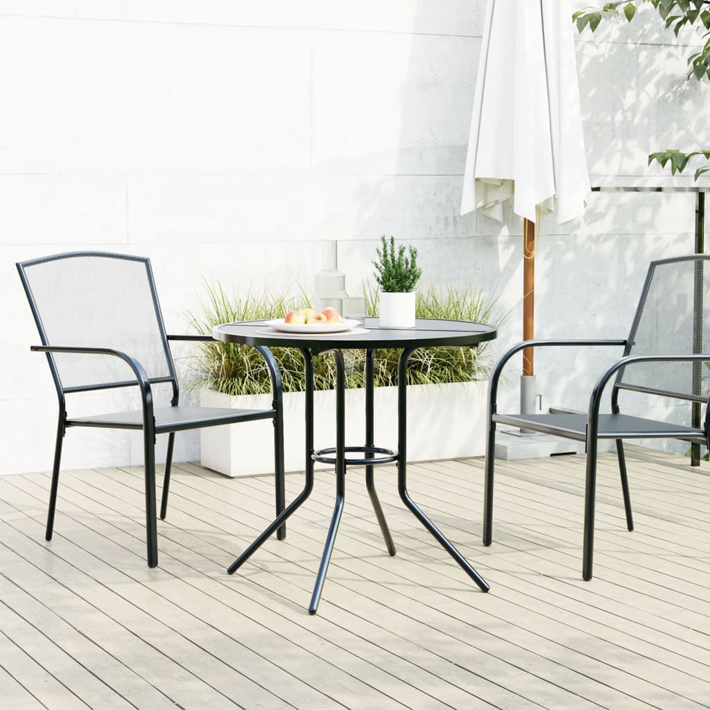 NNEVL Patio Table Round Anthracite Ø80x72.5 cm Powder-coated Steel-2
