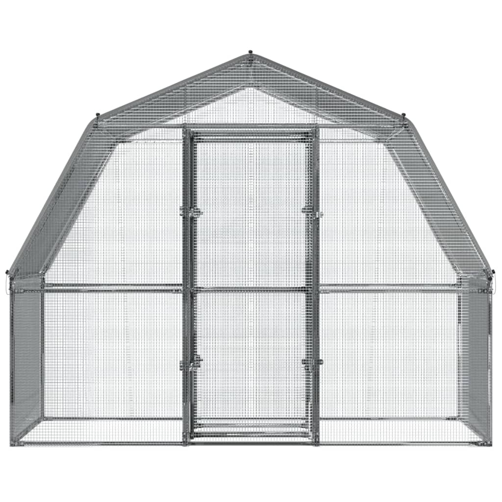 NNEVL Chicken Cages with Roof and Door Silver Galvanised Steel-3