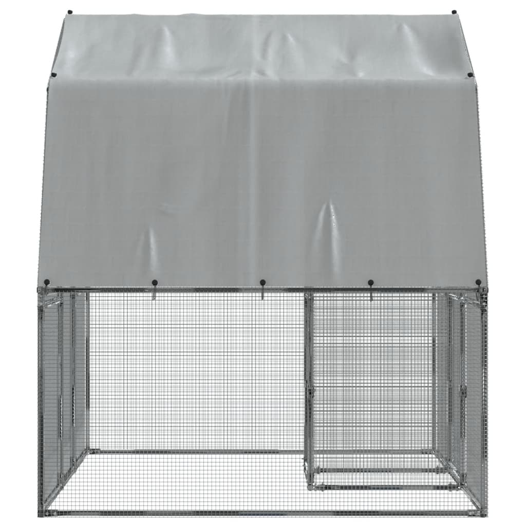 NNEVL Chicken Cages with Roof and Door Silver Galvanised Steel-4