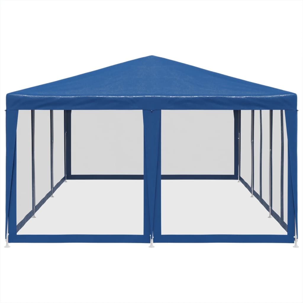 NNEVL Party Tent with 10 Mesh Sidewalls Blue 6x4 m HDPE-3