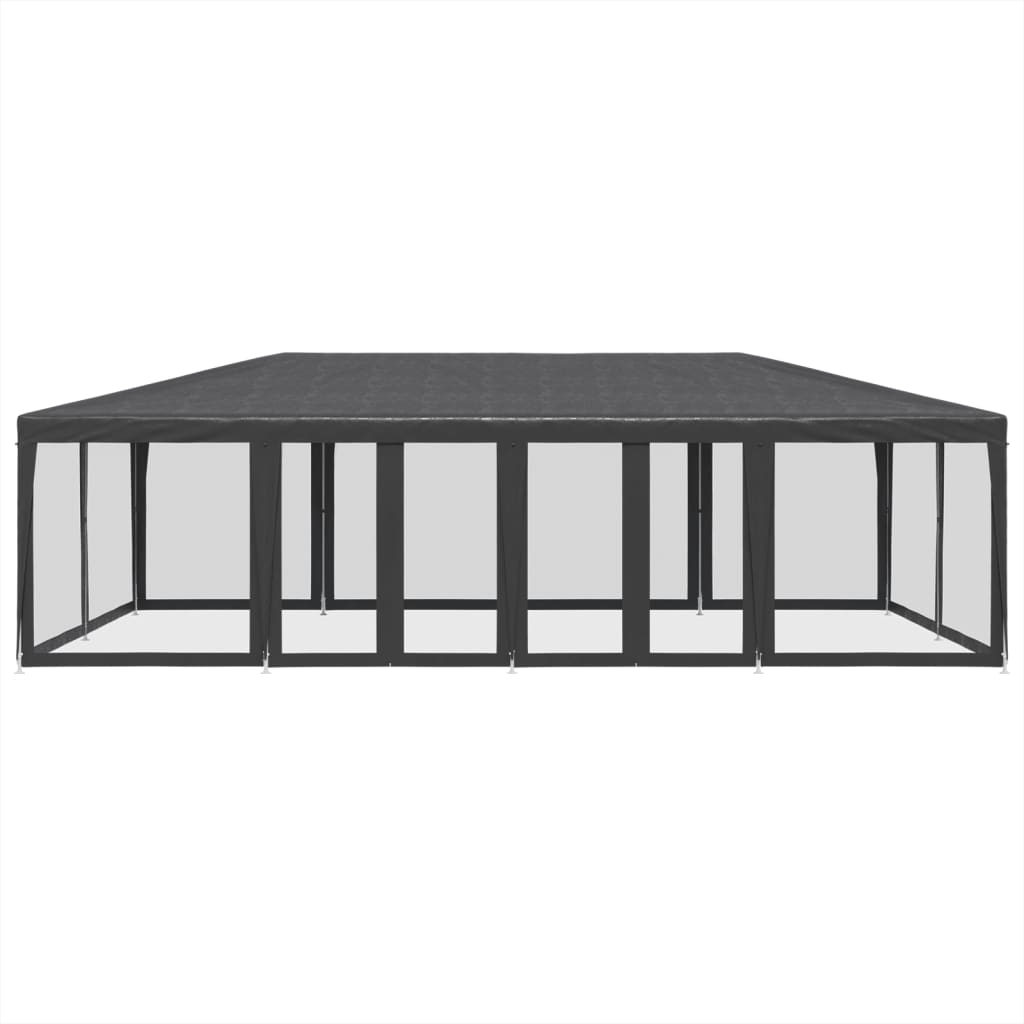 NNEVL Party Tent with 12 Mesh Sidewalls Anthracite 8x4 m HDPE-2