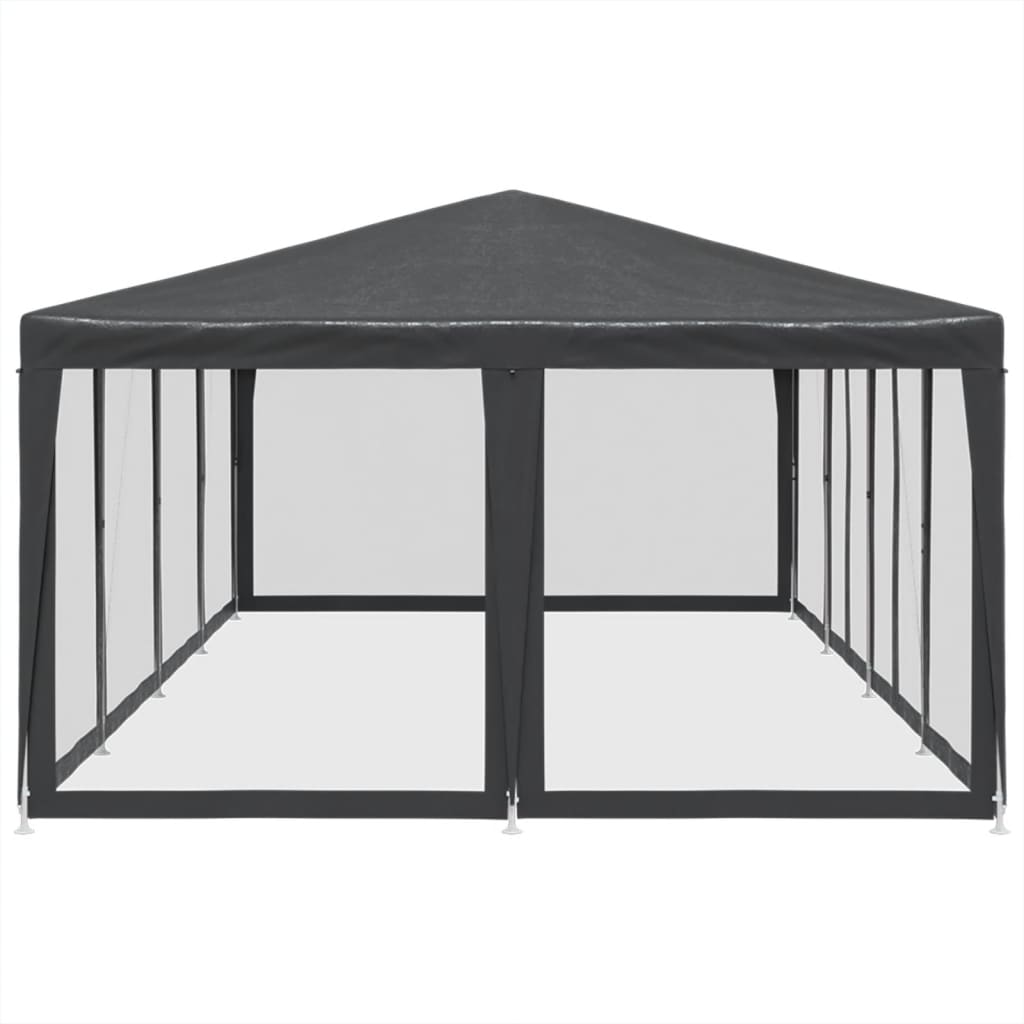 NNEVL Party Tent with 12 Mesh Sidewalls Anthracite 8x4 m HDPE-3