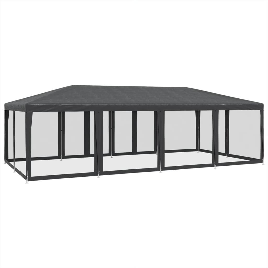 NNEVL Party Tent with 12 Mesh Sidewalls Anthracite 8x4 m HDPE-4