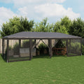NNEVL Party Tent with 12 Mesh Sidewalls Anthracite 8x4 m HDPE-0