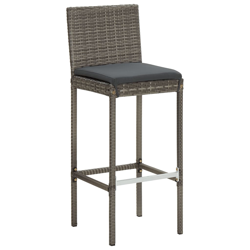 NNEVL 5 Piece Garden Bar Set Grey Solid Wood Acacia and Poly Rattan-3