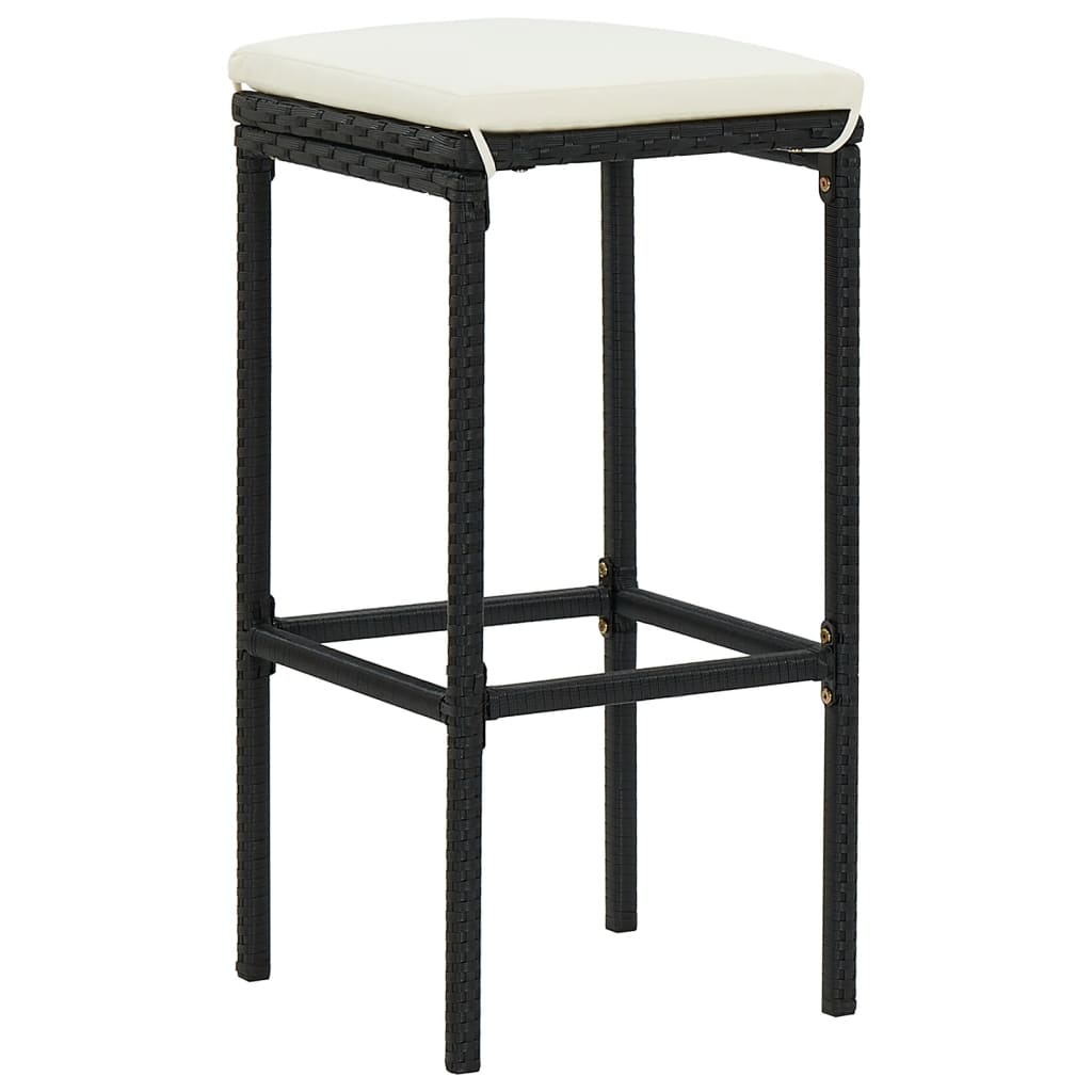 NNEVL 3 Piece Garden Bar Set Black Solid Wood Acacia and Poly Rattan-3