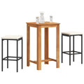 NNEVL 3 Piece Garden Bar Set Black Solid Wood Acacia and Poly Rattan-0