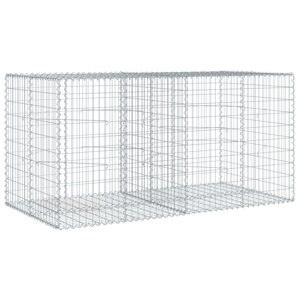 NNEVL Gabion Basket with Cover 200x100x100 cm Galvanised Iron-1