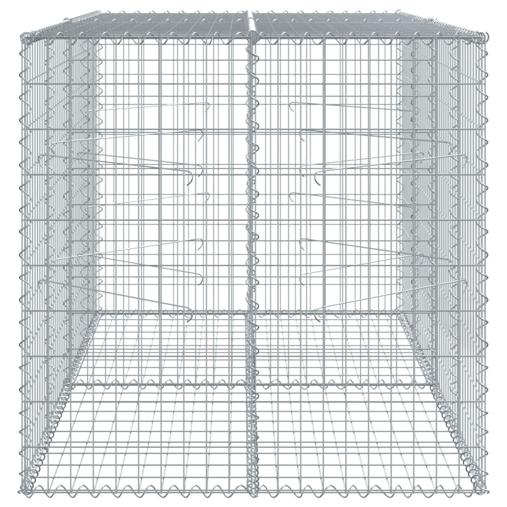 NNEVL Gabion Basket with Cover 200x100x100 cm Galvanised Iron-3