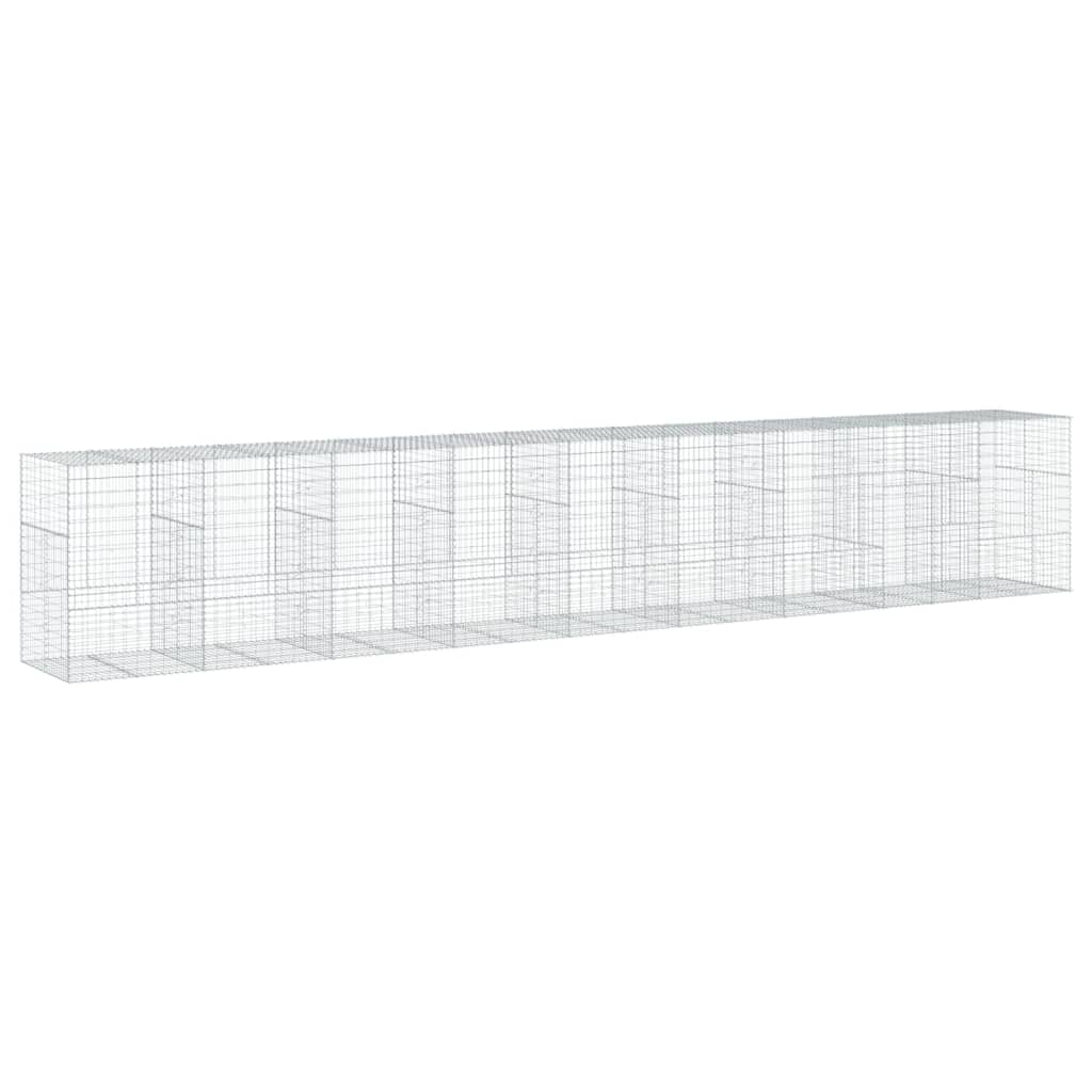 NNEVL Gabion Basket with Cover 900x100x150 cm Galvanised Iron-4
