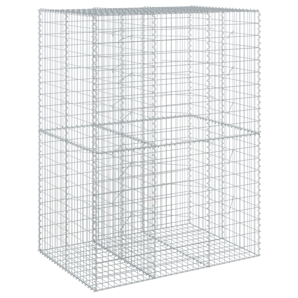 NNEVL Gabion Basket with Cover 150x100x200 cm Galvanised Iron-4