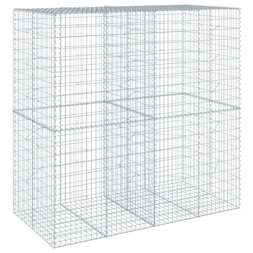 NNEVL Gabion Basket with Cover 200x100x200 cm Galvanised Iron-1