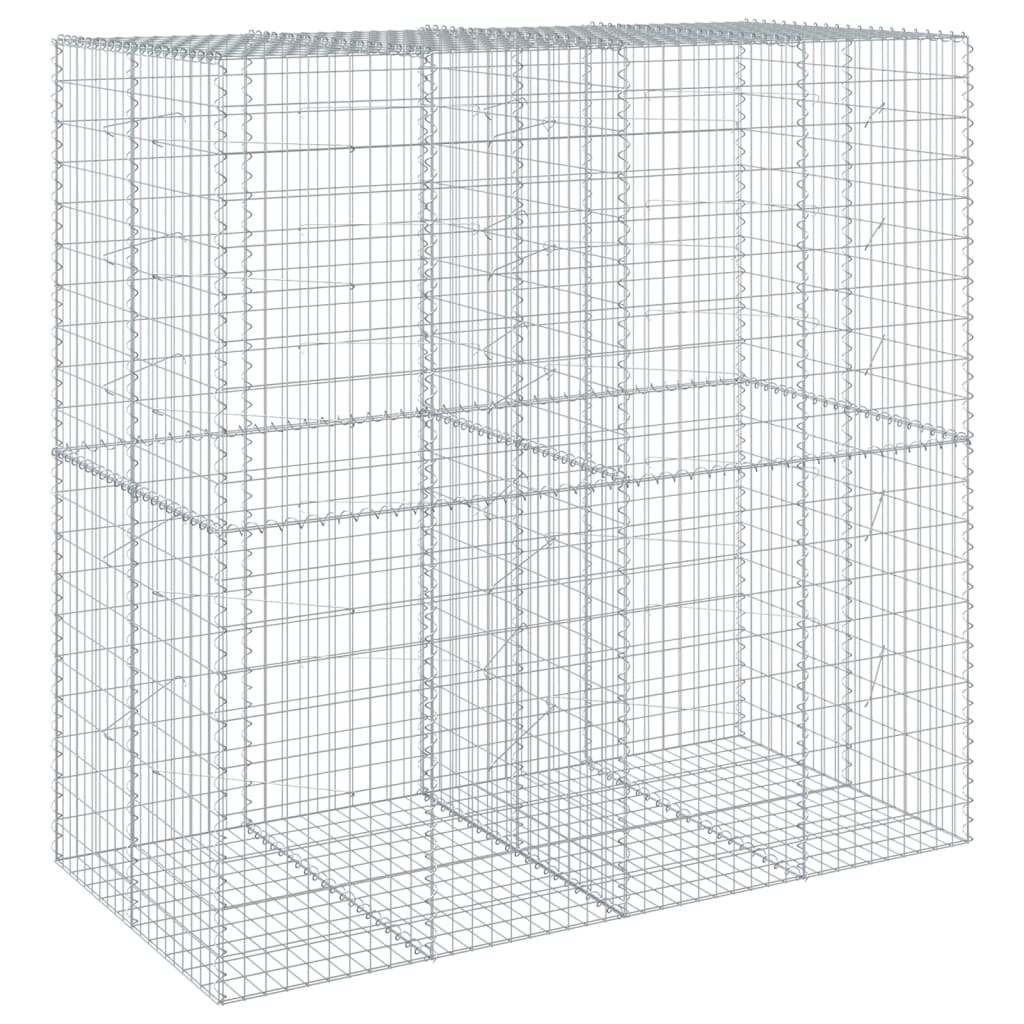 NNEVL Gabion Basket with Cover 200x100x200 cm Galvanised Iron-4