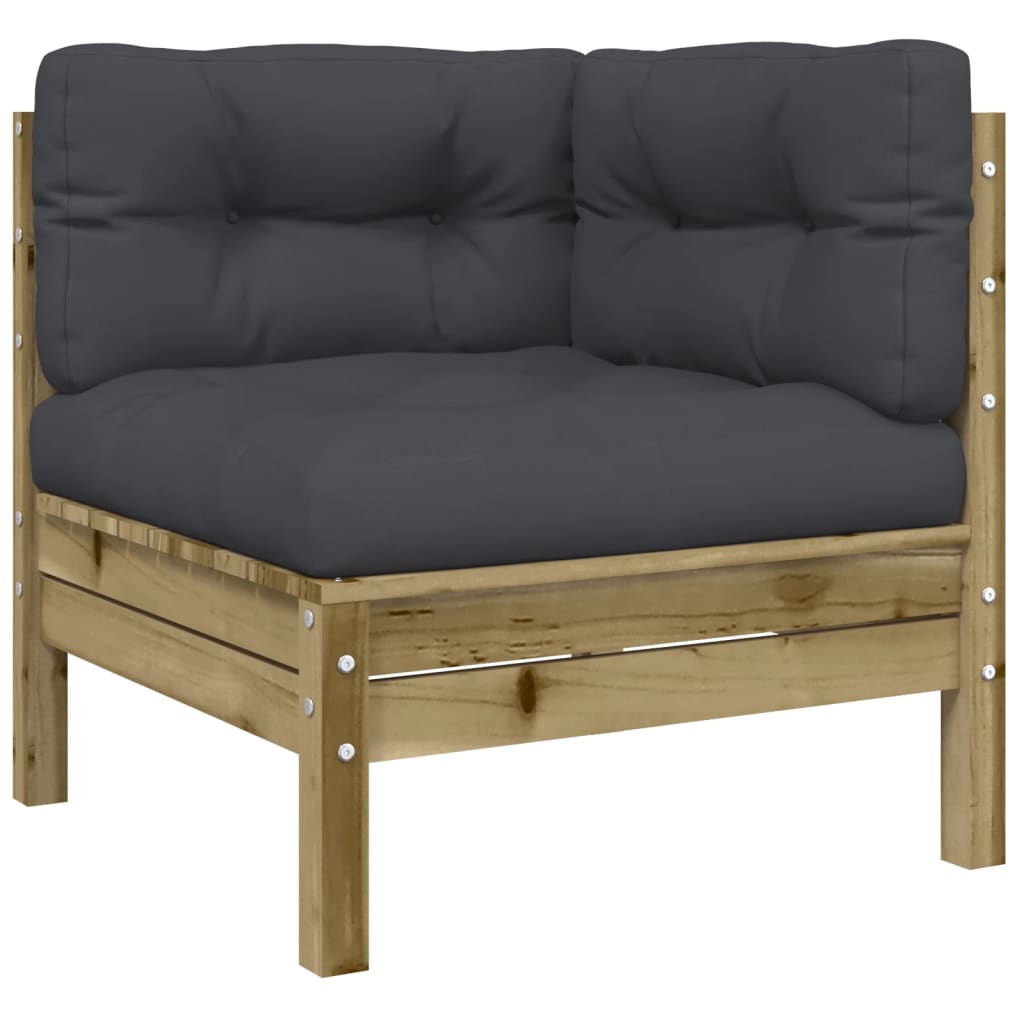 NNEVL 6 Piece Garden Sofa Set with Cushions Impregnated Wood Pine-3