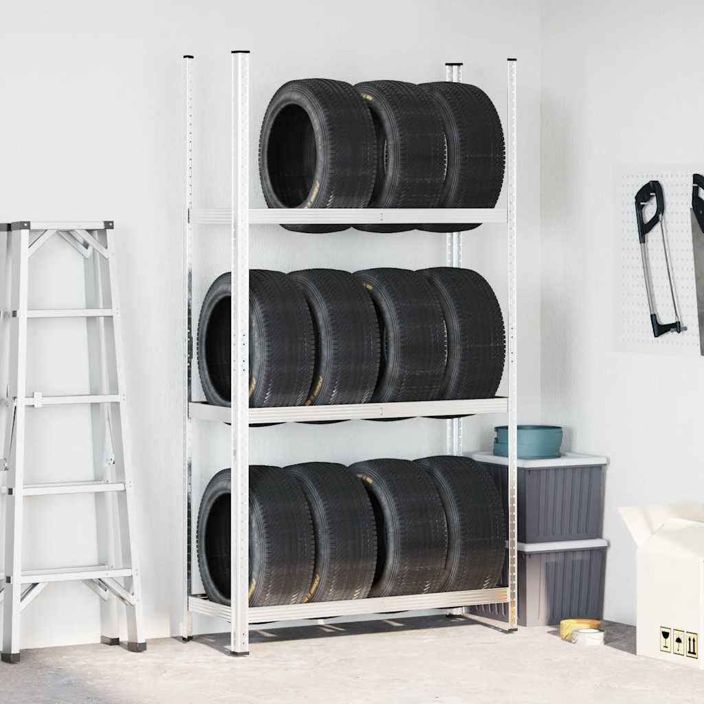 NNEVL 3-Layer Tyre Shelf Silver 110x40x200 cm Steel-2