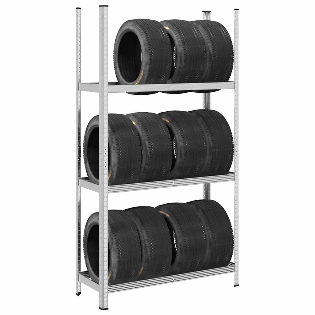 NNEVL 3-Layer Tyre Shelf Silver 110x40x200 cm Steel-0