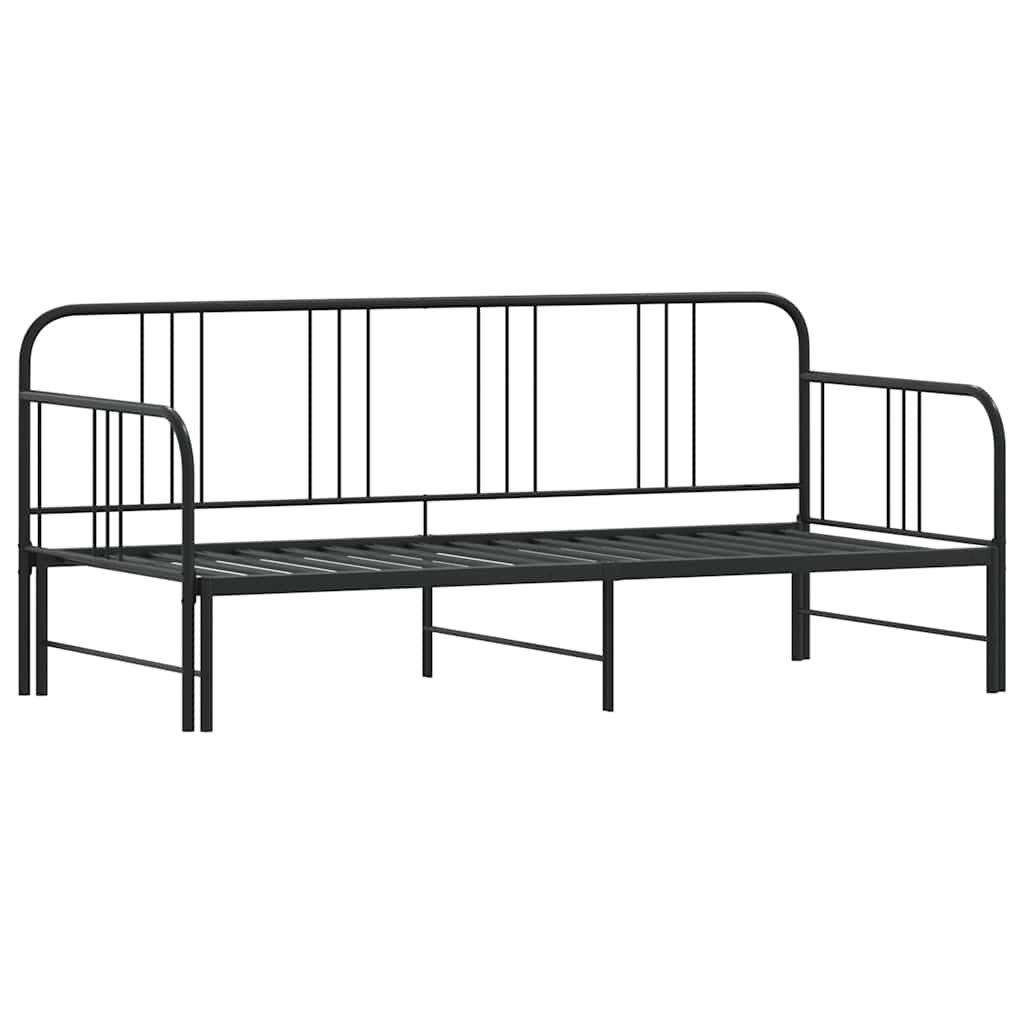 NNEVL Daybed with Trundle without Mattress Black 92x187 cm Single Metal-4